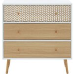 Commode - baïta - gamme capucine - blanc et effet chêne - l 78 x p 395 x h 80 cm Commode - baïta - gamme capucine - blanc et effet chêne - l 78 x p 395 x h 80 cm
