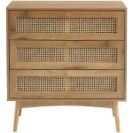 Commode ines effet chêne et cannage rotin 3 tiroirs - bois Commode ines effet chêne et cannage rotin 3 tiroirs - bois