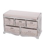 Commode / banc - shabby - vintage - 5 paniers - blanc