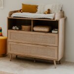 La commode bilal en d�cor ch�ne sonoma et imitation de raphia tiss�e r�alis� en panneaux de particules ...