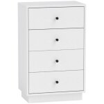 Commode blanche 4 tiroirs - bois ing�nierie robuste - rangement moderne optimis� - 47x29x75cm - chambre ...