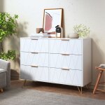 Commode blanche 6 tiroirs commode pour chambre meuble de rangement pour le salon la salle � manger ou ...