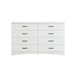 Commode blanche avec 8 tiroirs buffet armoire de rangement panneaux mdf poign�es noires moderne chambre ...
