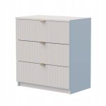 Commode blanche � fa�ade rainur�e ? 3 tiroirs ? design moderne pour salon et chambre 70x75x40cm