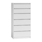 Commode blanche - karo k6 - 6 tiroirs - design minimaliste - finition laque