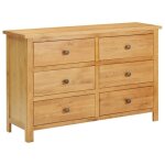 Commode en bois de ch�ne massif zoomind� 105x335x73 cm - 6 tiroirs