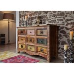 Commode - bois massif recycl� multicolore laqu� - inspiration ethnique - nature of spirit #59
