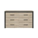 Calicosy - commode 6 tiroirs décor chêne et noir l129 cm - colorado - chene kronberg / sidewalk Calicosy - commode 6 tiroirs décor chêne et noir l129 cm - colorado - chene kronberg / sidewalk