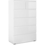 Commode capetown - dcor blanc brillant - 6 tiroirs - l80 x h1315 x p40 cm