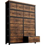 Commode de chambre - commode � 16 tiroirs de rangement avec dessus en bois - gravee - design moderne ...
