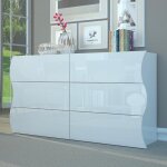 Commode - onda - sideboard - 6 tiroirs - blanc brillant - meuble de chambre