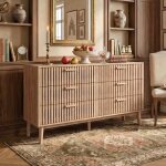 Commode de chambre - 6 tiroirs de rangement - style scandinave - pieds en bois massif - ch�ne