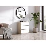 Commode chambre chambre - - ch�ne sonoma - blanc - moderne - tiroir(s) - adulte