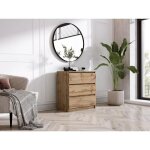 Commode de chambre - chne wotan - 3 tiroirs - style scandinave moderne