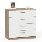 Commode chambre chiffonnier meuble de rangement avec 4 tiroirs 78x74x40 cm briebe nova blanc 04438