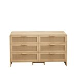 Commode de chambre meuble dangle 6 tiroirs en rotin naturel forme arc 130 cm (l130xp40xh74) - id�al salon ...