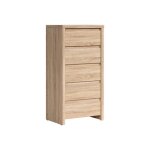 Commode chiffonier � 5 tiroirs meuble de rangement coloris ch�ne sonoma - longueur 56 x profondeur 405 ...