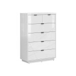 Commode chiffonnier � 6 tiroirs coloris blanc brillant / blanc haute brillance - longueur 90 x profondeur ...