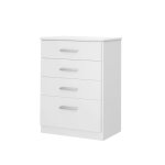 Commode chiffonnier meuble de rangement � 4 tiroirs coloris blanc neige - longueur 61 x hauteur 86 x ...