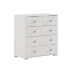 Commode chiffonnier meuble de rangement avec 5 tiroirs en pin massif coloris blanc