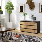 Commode chambre - gst - cl100 100 cm gris graphite / chne artisan 6 tiroirs - meuble de rangement armoire ...