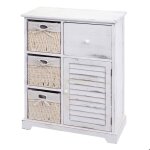 Commode - d�coshop26 - 04 0010823 - blanc vieilli - 3 paniers & tiroirs - bois de paulownia - livr�e ...