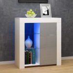 Commode de eclairage led meuble de rangement sur salon chambre 75 x 35 x 83 cm (gris + blanc)