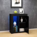 Commode de eclairage led meuble de rangement sur salon chambre 75 x 35 x 83 cm (noir)