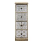 Commode troite en bois blanc et beige style shabby - mobili rebecca - 4 tiroirs - art. re6536