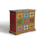 Commode - giner y colomer - bois de manguier - multicolore - 9 tiroirs