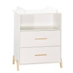 Commode à langer - babyprice - joy naturel - 2 tiroirs - 1 niche - blanc - sur pieds en bois naturel Commode à langer - babyprice - joy naturel - 2 tiroirs - 1 niche - blanc - sur pieds en bois naturel