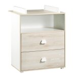Commode  langer - babyprice - smile - htre - 2 tiroirs - 1 niche - en bois