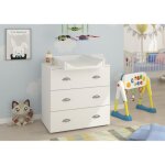 Commode  langer bb enfant blanc table  langer + matelas  langer amovible 80x718x90cm - 3 tiroirs ...