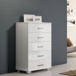 Commode - laqu blanc brillant - 5 tiroirs - bois - mtal chrom - dimensions 61x44xh103