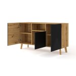 Commode luxi 3d buffet haut 146 cm chêne artisan / noir mat Commode luxi 3d buffet haut 146 cm chêne artisan / noir mat