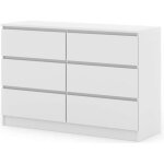 Commode maja 120 cm blanc mat ? meuble � 6 tiroirs style moderne id�al pour chambre salon ou bureau