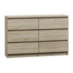 Commode - malwa chest m6 120 - chne sonoma - 6 tiroirs - bois - panneaux de particules