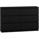 Commode - malwa - m6 120 - noir - 6 tiroirs - moderne - scandinave