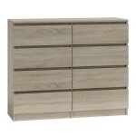 Commode - malwa m8 120 - chne sonoma - 8 tiroirs - style scandinave et moderne
