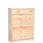 Commode meuble  chaussure en pin massif naturel avec 2 tiroirs et 2 portes 90. 50 - 188