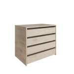 Commode meuble de rangement avec 4 tiroirs coloris ch�ne - hauteur 618 x longueur 70 x profondeur 45 ...