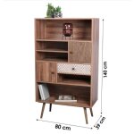 Commode meuble de rangement buffet bibliotheque armoire de rangement avec 1 tiroir et 2 portes 80x39xh140cm ...
