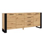 Commode nuka k buffet 197 cm 2d4s chne artisan / noir