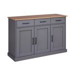Inter link commode 3 portes et 3 tiroirs oak colori bois massif chne gris laqu