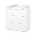 Commode paula 3 tiroirs + plan de change - blanc - 80 x 81 x 48 cm