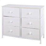 Commode polyvalente 6 tiroirs - aktive - 80x30x62 cm - blanc - tiroirs en tissu l�ger - structure en ...