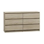 Commode - producteur polonais - malwa m6 140 - 6 tiroirs - chne sonoma - contemporain
