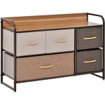 Homcom - commode - bois - 87. 5x29x58cm - rable rouge blanc laiteux brun clair marron