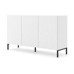 Commode surf 150 cm buffet 3d blanc mat sur pieds noirs