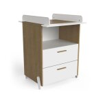 Commode avec table dallaitement - naili - blanc - 2 tiroirs - design contemporain - meuble de chambre ...